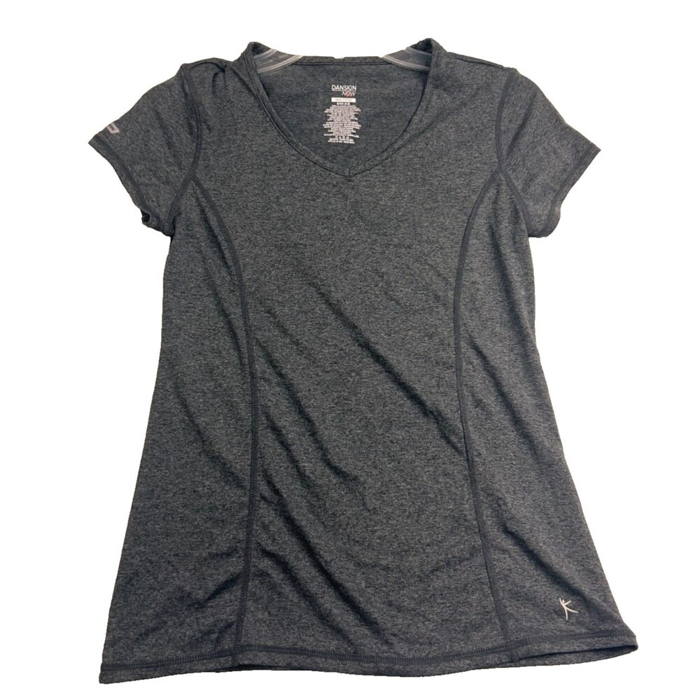Danskin Now Womens Size S Gray Athletic Top Dri More Short Sleeve Workout